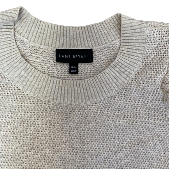 Lane Bryant 14/16 Women’s Sweater Ruffle Asymmetrical Oatmeal Color - Picture 3 of 10